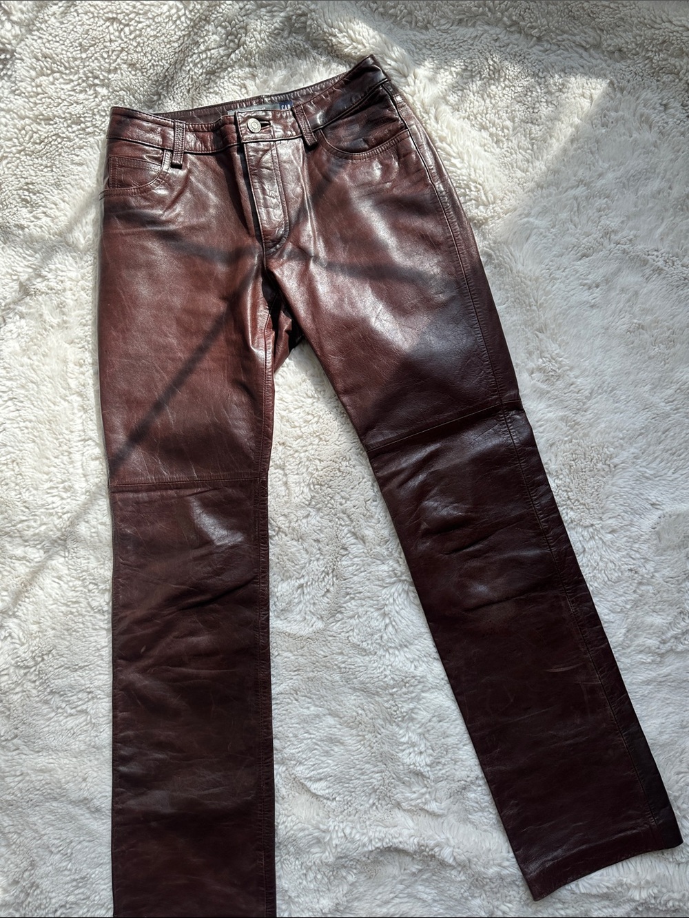 GAP Genuine Leather Brown Bootcut Pants | 100% Leather